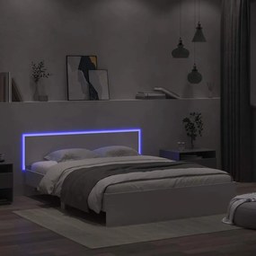 vidaXL Πλαίσιο Κρεβατιού με Κεφαλάρι/LED Λευκό 150 x 200 εκ