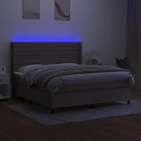 vidaXL LED Κρεβάτι με βάθρο με κεφαλάρι ύφασμα