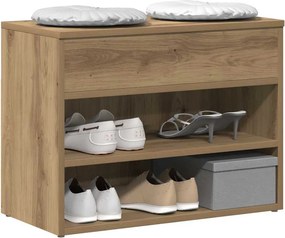 vidaXL Πάγκος Παπουτσιών τεχνίτης Δρυς 60x30x45 εκ. Επεξεργασμένο Ξύλο