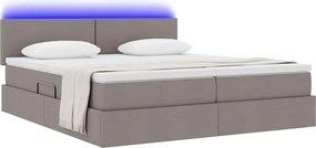 vidaXL LED Κρεβάτι αποθήκευσης με στρώμα Taupe 180 x 200 cm Ύφασμα