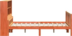 vidaXL Κρεβάτι Βιβλιοθήκη Χωρίς Στρώμα Καφέ 150x200 εκ Μασίφ Πεύκο
