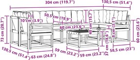 vidaXL Σειρά Καναπέ Εξωτερικού με μαξιλάρι 8 pcs Λευκό και Μπεζ