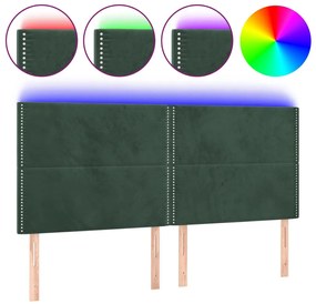 vidaXL Κεφαλάρι Κρεβατιού LED Σκούρο Πράσινο 180x5x118/128 εκ.