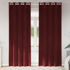 Curtains Ένα οργανικό προϊόν με γαντζάκια 2 τμχ Μπορντό Βελούδο