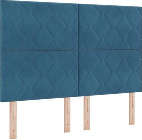 vidaXL LED κεφαλάρι Σκούρο Μπλε 160 cm Βελούδο