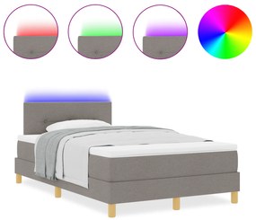 vidaXL Κρεβάτι Box Spring με Στρώμα & LED Ταπάζ 120x200 εκ. Ύφασμα