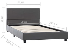 vidaXL Πλαίσιο Κρεβατιού Γκρι 90 x 200 εκ. από Συνθετικό Δέρμα
