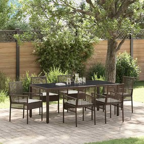 vidaXL Σέτ φαγητού για κήπο 7 pcs Καφέ 190 x 90 x 75 cm