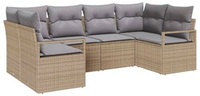 vidaXL Σετ Καναπέ Κήπου με μαξιλάρι 6 pcs Μπεζ, Ανοιχτό Γκρι