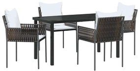 vidaXL Σέτ φαγητού για κήπο 5 pcs Καφέ Πολυ ράταν