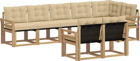 vidaXL Σειρά Καναπέ Εξωτερικού με μαξιλάρι 8 pcs Λευκό και Μπεζ