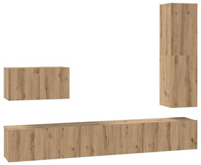 vidaXL Σετ επίπλου τηλεόρασης 4 pcs Artisan Oak Επεξεργασμένο ξύλο