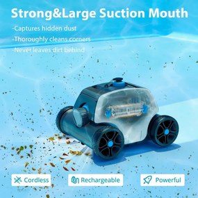 Ασύρματο ρομπότ καθαρισμού πισίνας Wybot Typhor 2 (Osprey 300 Pro), 50W, Li-Ion 6600 mAh, Για έως 120 m2, Αυτονομία 120 λεπτά, Αυτοστάθμευση, Αυτόματη αναστροφή, Λευκό