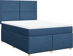 vidaXL Κρεβάτι Boxspring με Στρώμα Μπλε 140x200 εκ. Υφασμάτινο