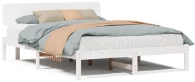 vidaXL Σκελετός Κρεβατιού Λευκό 150 x 200 cm Μασίφ ξύλο πεύκου