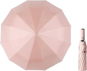 Αυτόματη ομπρέλα σπαστή με φακό LED - 10K - Tradesor - 585670 - Pink
