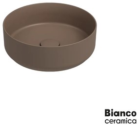 Bianco Ceramica Etna Επιτραπέζιος Πορσελάνινος Νιπτήρας Ø36εκ Taupe Matt