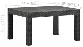 Τραπέζι Κήπου Ανθρακί 58x58x41 εκ. από Ρατάν Πολυπροπυλενίου - Ανθρακί