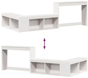 Κομοδίνο με Γραφείο Λευκό 232x112x75 εκ. από Μασίφ Ξύλο Πεύκου - Λευκό