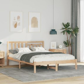 vidaXL Σκελετός Κρεβατιού Καφέ 140 x 190 cm Συμπαγές ξύλο πεύκου