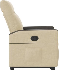 vidaXL Πολυθρόνα Ανακλινόμενη με Ανύψωση Κρεμ Υφασμάτινη