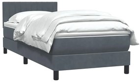 vidaXL Κρεβάτι Boxspring με Στρώμα Σκούρο Γκρι 90x210 εκ. Βελούδινο