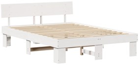vidaXL Σκελετός Κρεβατιού Λευκό 150 x 200 cm Συμπαγές ξύλο πεύκου
