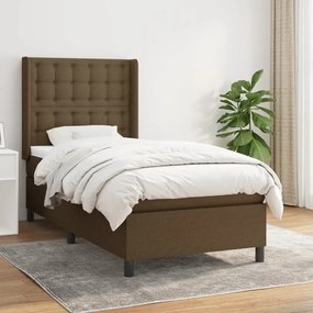 Κρεβάτι Boxspring με Στρώμα Σκούρο Καφέ 80x200 εκ. Υφασμάτινο - Καφέ