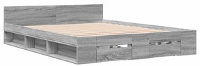 vidaXL Πλαίσιο Κρεβατιού με Συρτάρια Γκρι Sonoma 150x200εκ. Επεξ. Ξύλο