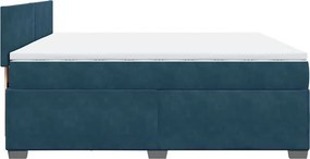 vidaXL Κρεβάτι Boxspring με Στρώμα Μπλε 200x200 εκ. Βελούδινο
