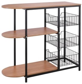 KITCHEN Τροφοθήκη, Μέταλλο Βαφή Μαύρο, Απόχρωση Natural Oak
