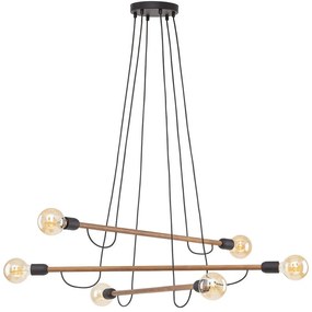 Φωτιστικό Οροφής - Ράγα Helix 4950 93x93x160cm 6xE27 15W Walnut-Black TK Lighting