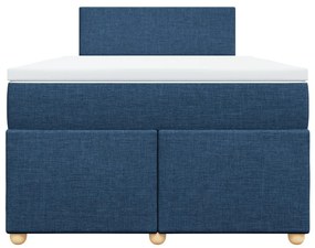 Κρεβάτι Boxspring με Στρώμα Μπλε 120x190 εκ. Υφασμάτινο - Μπλε