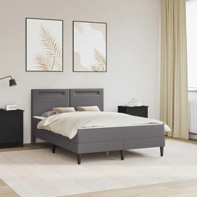 vidaXL Σκελετός κρεβατιού με στρώμα Γκρι 140 x 190 cm Τεχνητό Δέρμα