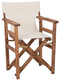 DIRECTOR&#039;S ARMCHAIR WALNUT WITH ECRU SAIL CLOTH  58x48x88 cm.