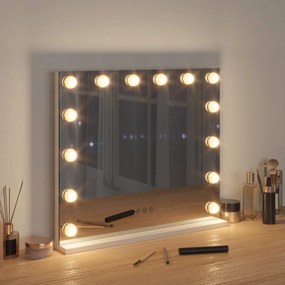 vidaXL Καθρέφτης Vanity LED Λευκό 50 x 10 x 44 εκ Γυαλί και Χάλυβας