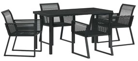 vidaXL Σέτ φαγητού για κήπο 5 pcs Μαύρο Πολυ ράταν