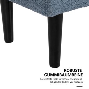 HOMCOM Πολυθρόνα αποθήκευσης, σεντούκι, όψη κασμίρ, έως 120 kg, πλαίσιο από φυσικό ξύλο, 95 x 38 x 45 cm, Μπλε