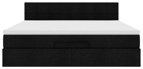 vidaXL Οθωμανικό κρεβάτι με στρώμα Μαύρο 180x200cm Ύφασμα