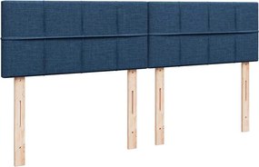 vidaXL Κρεβάτι Boxspring με Στρώμα Μπλε 200x200 εκ. Υφασμάτινο