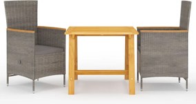 vidaXL Σετ Τραπεζαρίας Κήπου 3 Τεμαχίων Γκρι