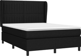 vidaXL Κρεβάτι Boxspring με Στρώμα Μαύρο 140x190 εκ. Υφασμάτινο