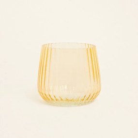 Beauty Home Κηροπήγιο Γυάλινο Ριγέ 11 x 9 cm  Κίτρινο