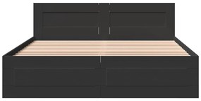 vidaXL Πλαίσιο Κρεβατιού με Κεφαλάρι Μαύρο 160x200 εκ. Επεξ. Ξύλο
