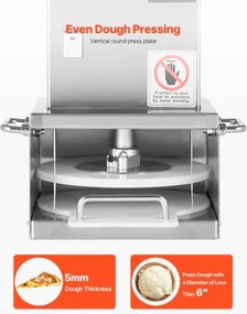 VEVOR 6 in Electric Pizza Dough Press Machine Commercial Pizza Pastry Sheeter