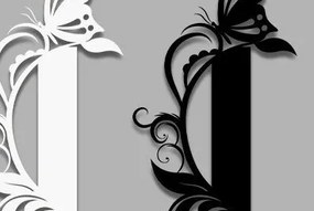 Intra απο ξύλο plywood  Χρώμα wenge 3mm-4mm πάχος - Floral I Letter Δίασταση 30x20 cm INTRAFABR-98121538