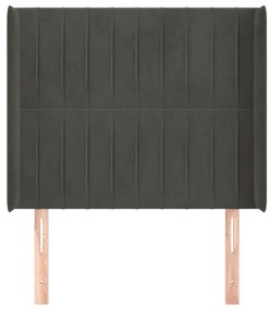 Κεφαλάρι με Πτερύγια Σκούρο Γκρι 93x16x118/128εκ.Βελούδινο - Γκρι