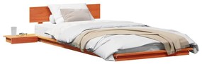 vidaXL Κρεβάτι Πλατφόρμα με Κομοδίνα Καφέ 75x190 εκ. Μασίφ Ξύλο