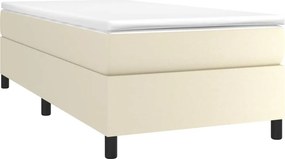 vidaXL Κρεβάτι Boxspring με Στρώμα Κρεμ 90x200 εκ. από Συνθετικό Δέρμα
