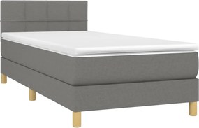 vidaXL Κρεβάτι Boxspring με Στρώμα &amp; LED Σκ.Γκρι 80x200 εκ. Υφασμάτινο